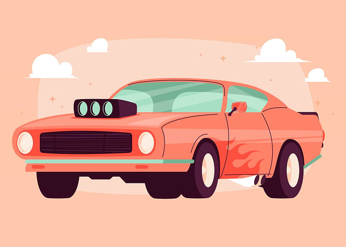 Cartoon Hot Rod Car Illustration