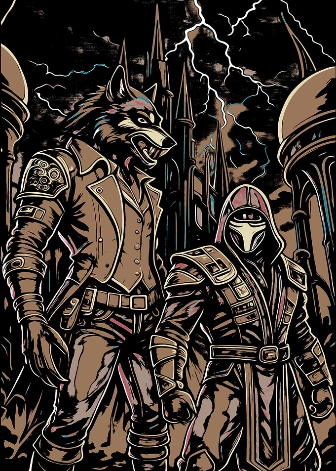 Werewolf and Warrior in Dark Fantasy