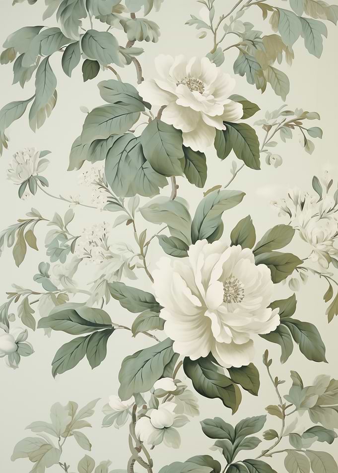 White Peonies Floral Art