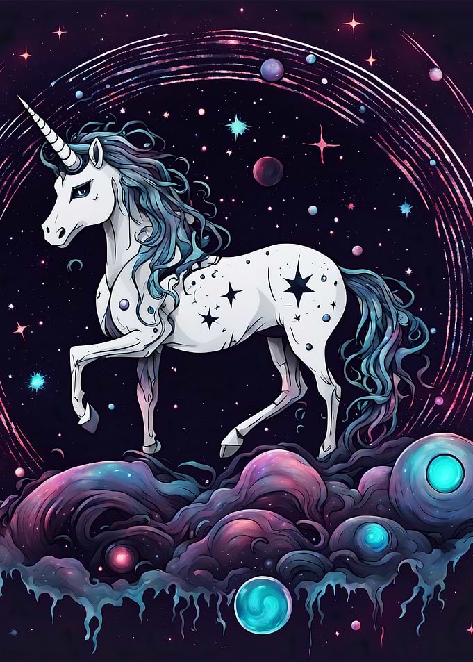 Epic Space Cosmic Unicorn in a Starry Galaxy
