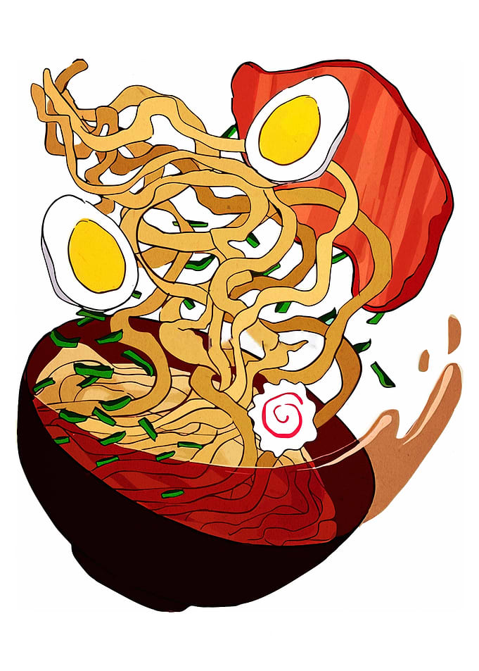 Delicious Ramen Bowl Illustration