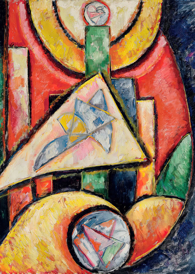 Abstract Geometric Painting with Triangle and Circle
