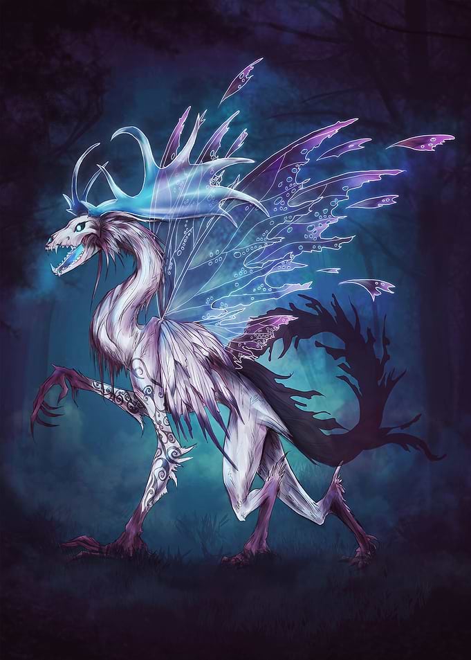 Fantasy Dragon Creature with Fairy Wings