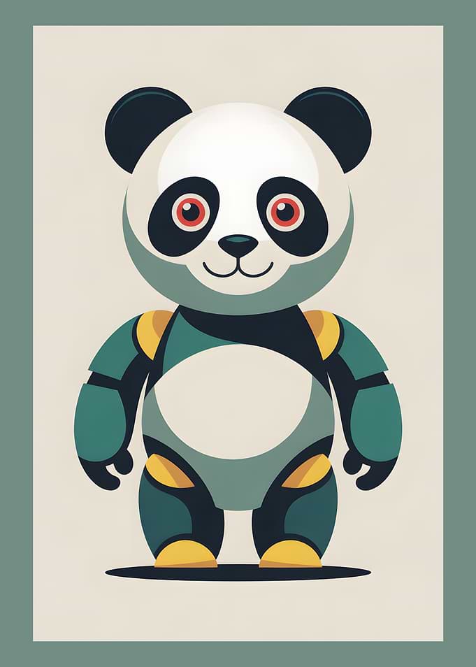 Cartoon Panda Robot Illustration