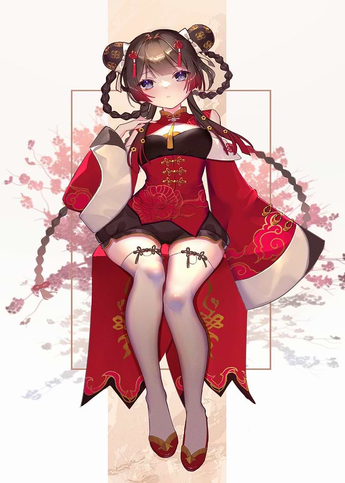 Anime Girl in Traditional Red Dress