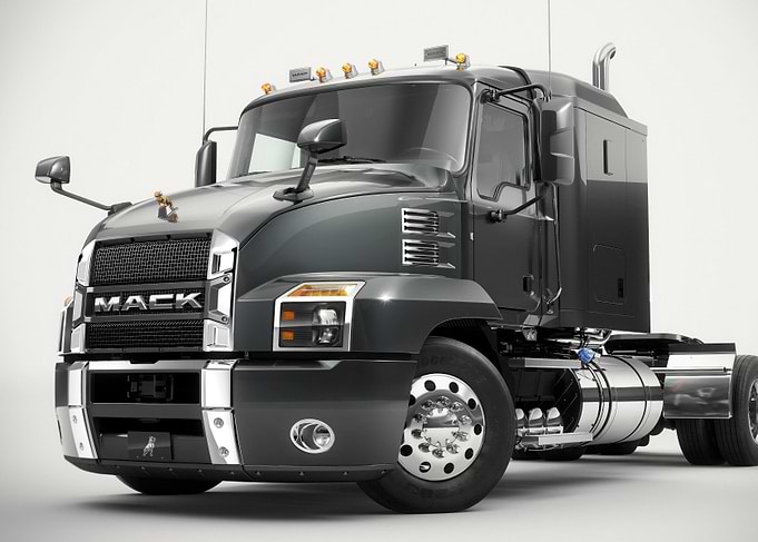 Gray Mack Truck Isolated on White