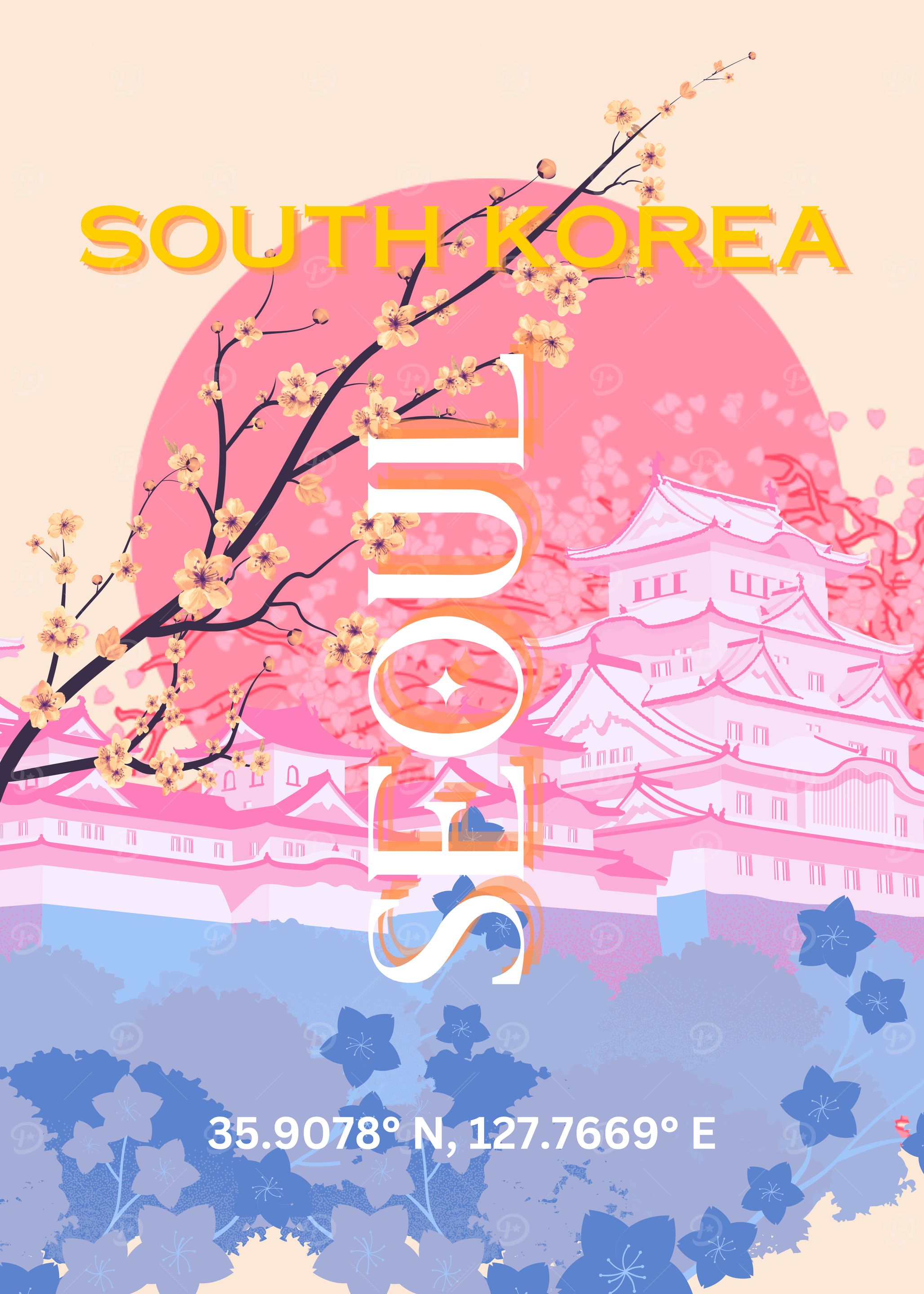 Seoul, South Korea Travel Poster