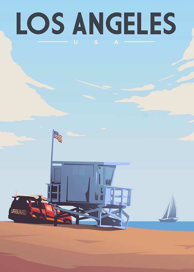 Los Angeles Beach Travel Poster