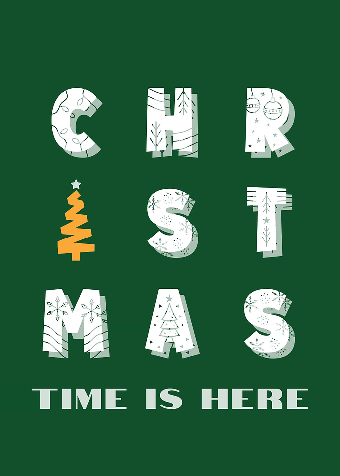 Christmas Time Is Here Festive Typography