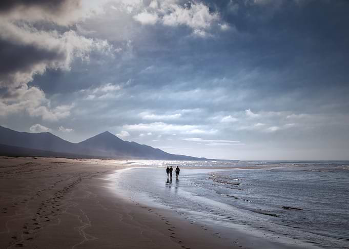 Beach Walk Under Cloudy Sky, Cofete, Fuerteventura