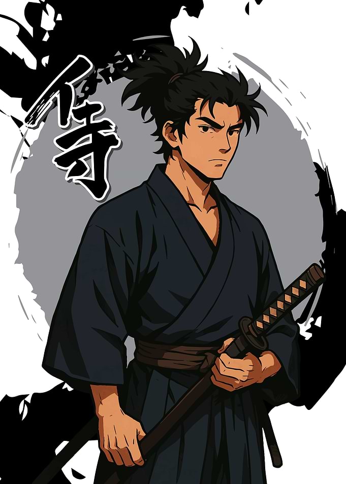 Samurai Warrior with Katana Illustration