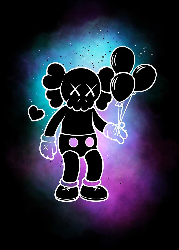 KAWS Companion with Balloons in Space