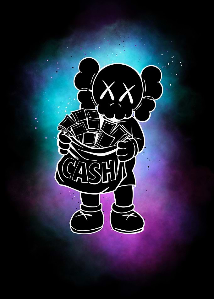KAWS Inspired Character with Cash Bag