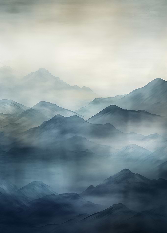Blue Misty Mountain Range