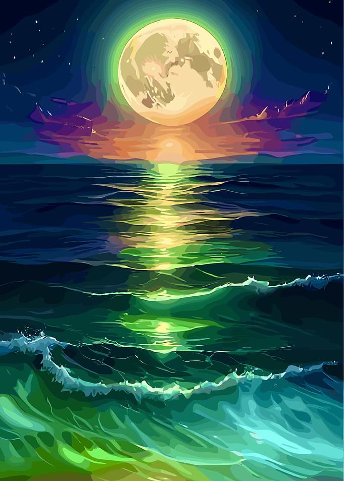 Moonlit Ocean Waves