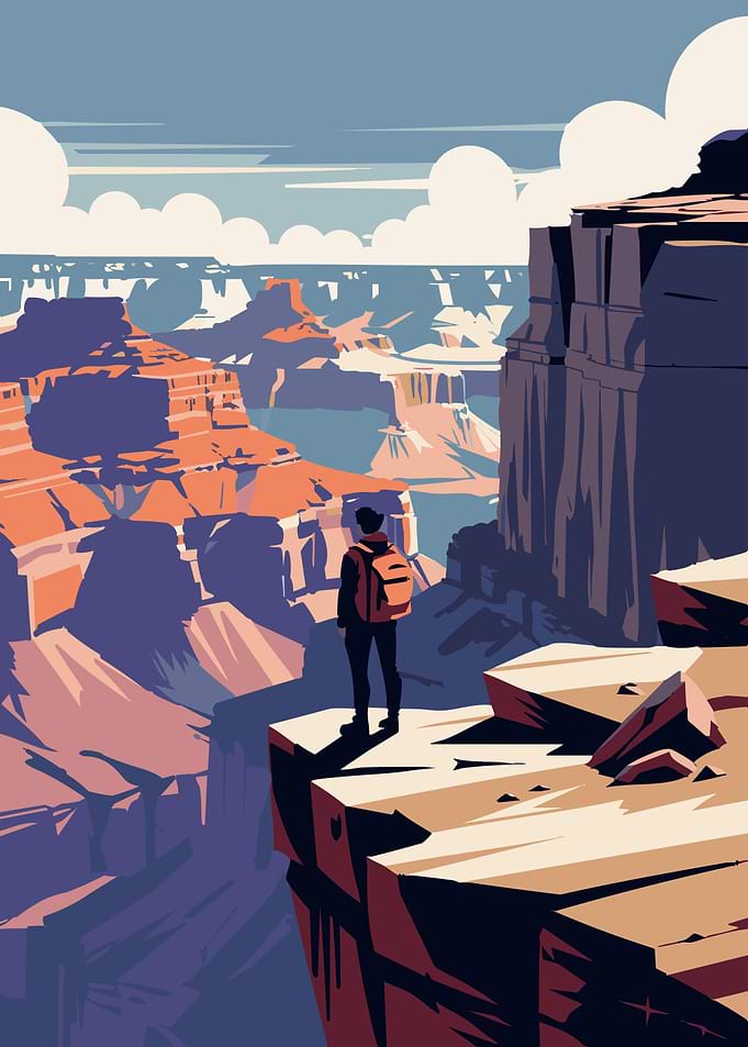 Grand Canyon Hiker Illustration