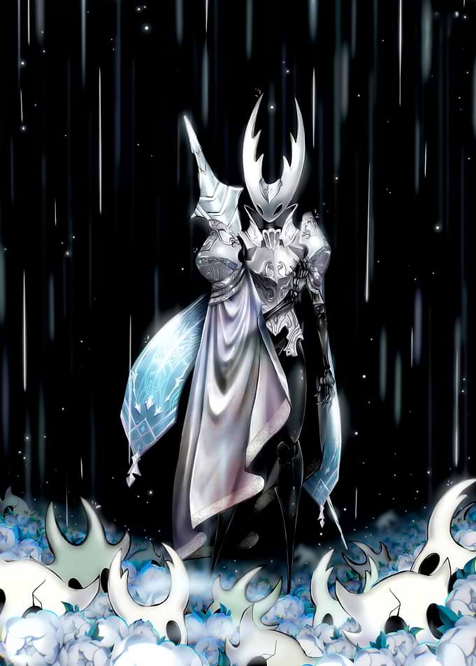 Hollow Knight in a Floral Field