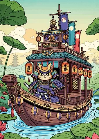 Samurai Cat Boat Japan