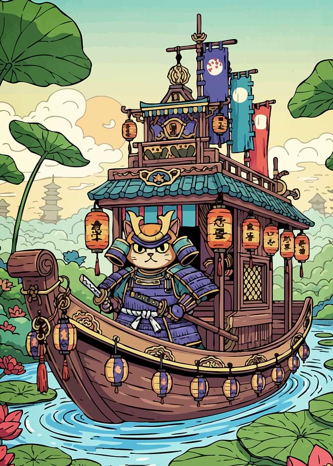 Samurai Cat Boat Japan