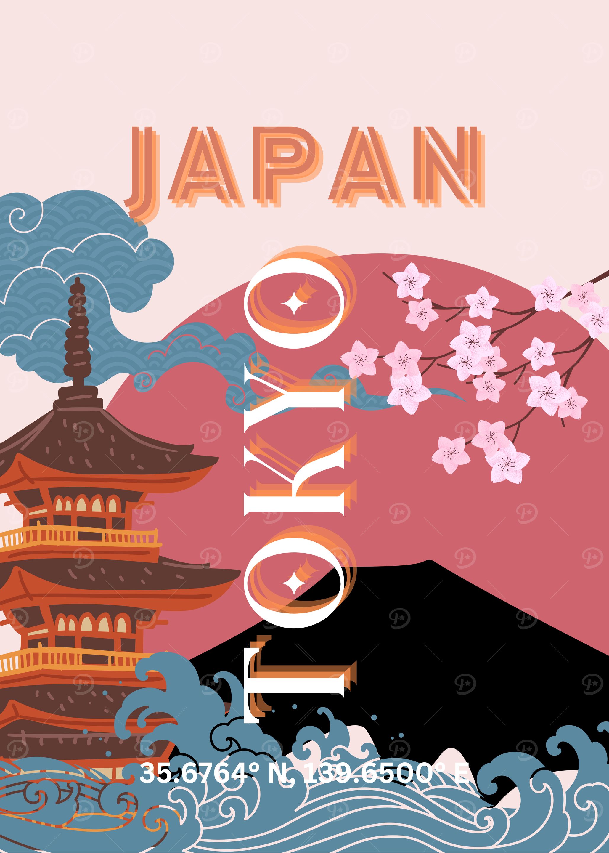 Japan and Tokyo Travel Poster