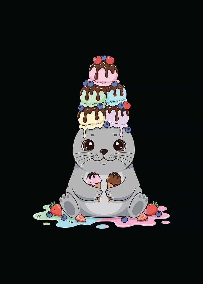 Seal with Ice Cream Tower