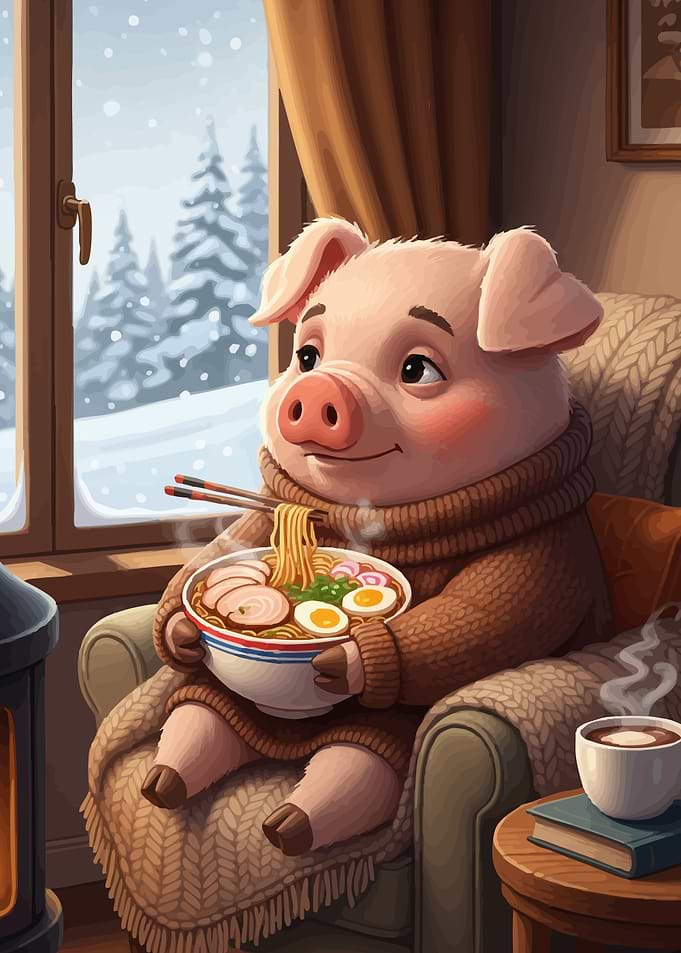 Cozy Pig Ramen Winter