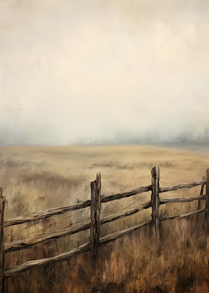 Rustic Fence Misty Field