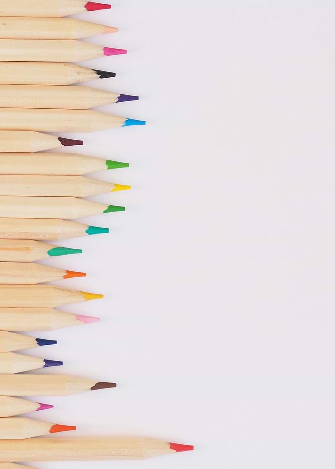 Colored Pencils on White Background