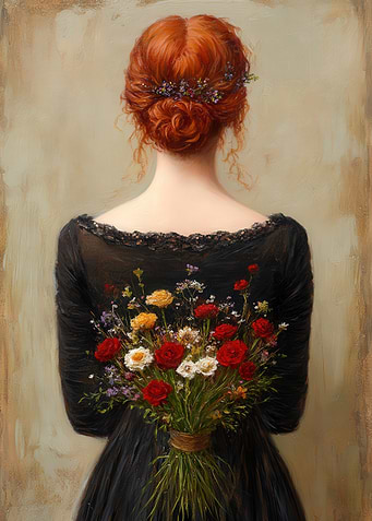 Woman with Flowers Painting