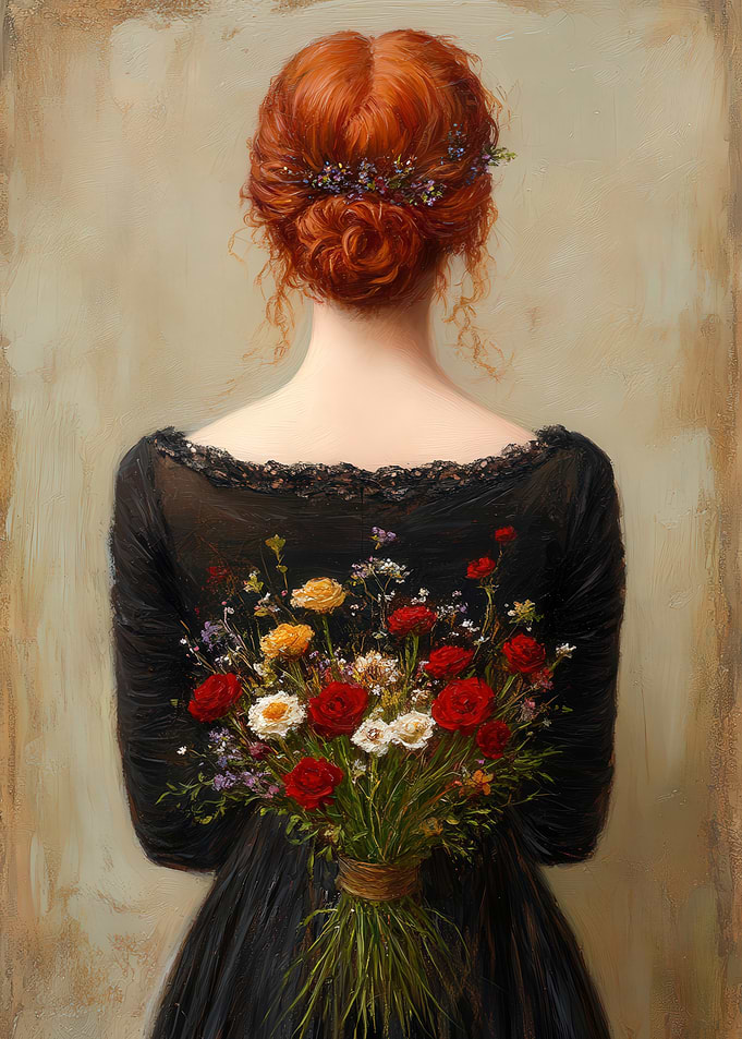 Woman with Flowers Painting