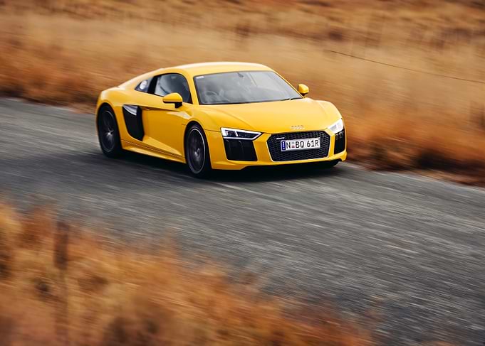 Yellow Audi R8 on the Road