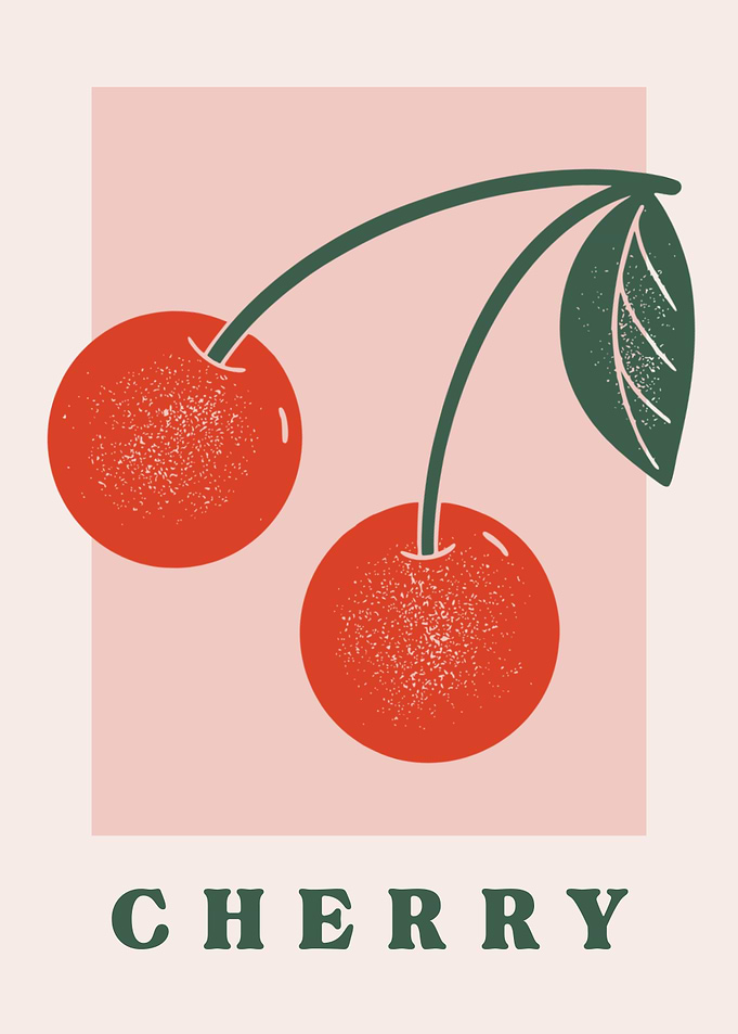 Cherry Illustration with Retro Style