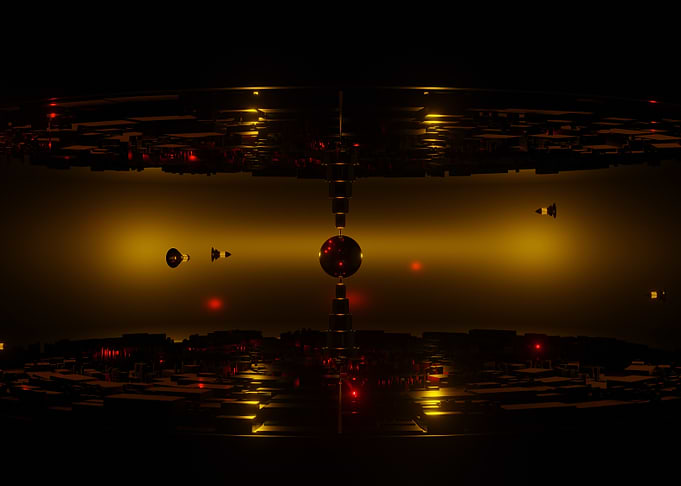 Abstract Sci-Fi Space City Structure