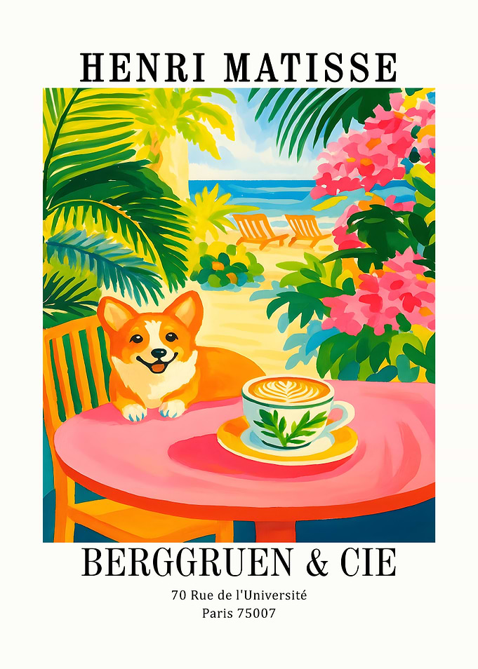 Henri Matisse Corgi Beach Cafe Art
