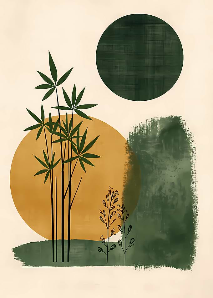 Abstract Botanical Art with Circles
