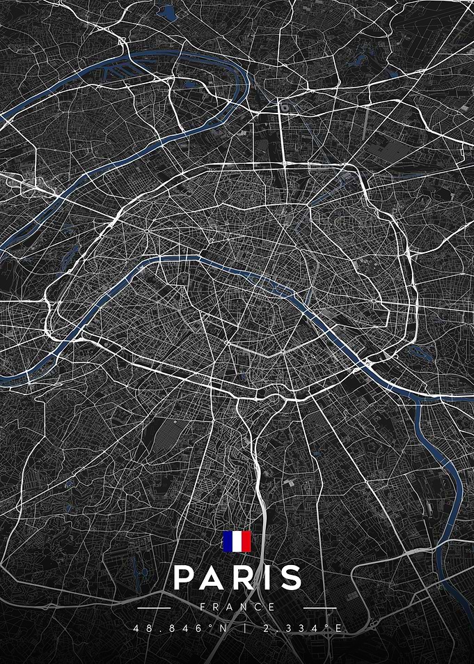 Paris City Map - Black and White