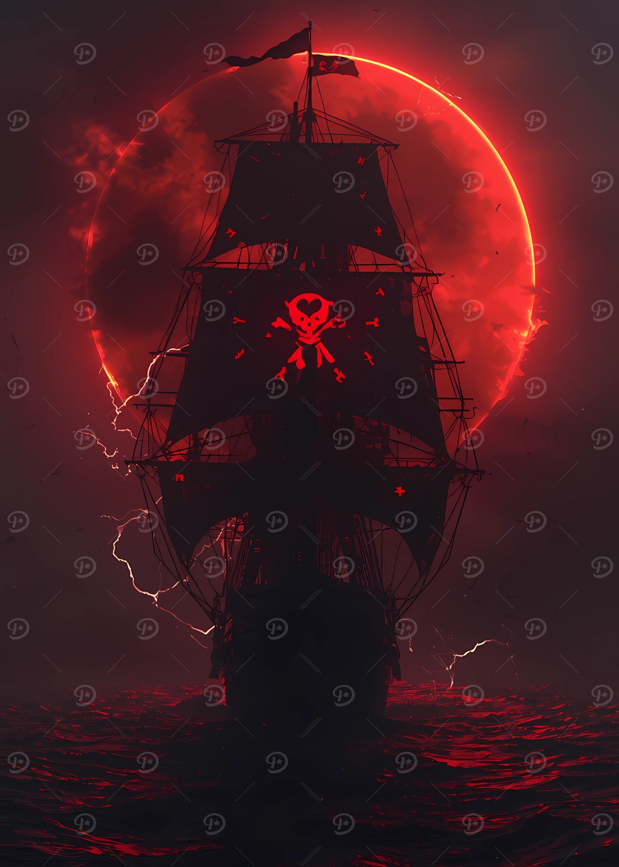 Pirate Ship in Red Storm