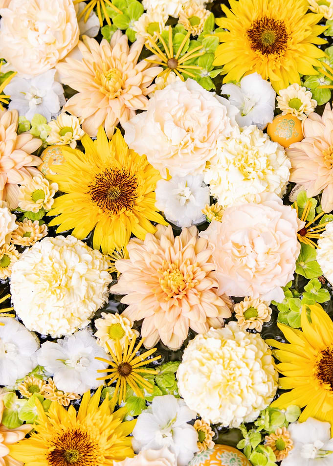 Floral Arrangement with Yellow and Peach Flowers