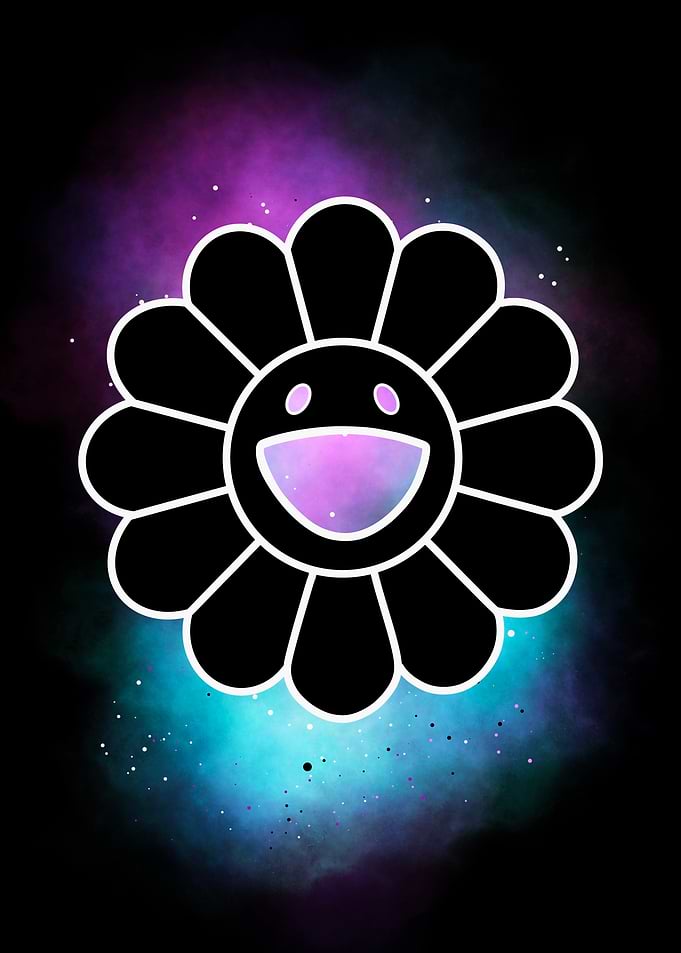 Smiling Flower with Galaxy Background