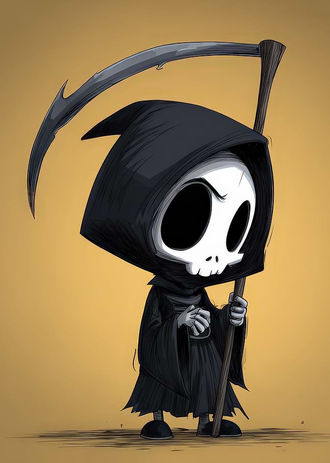 Cartoon Grim Reaper with Scythe