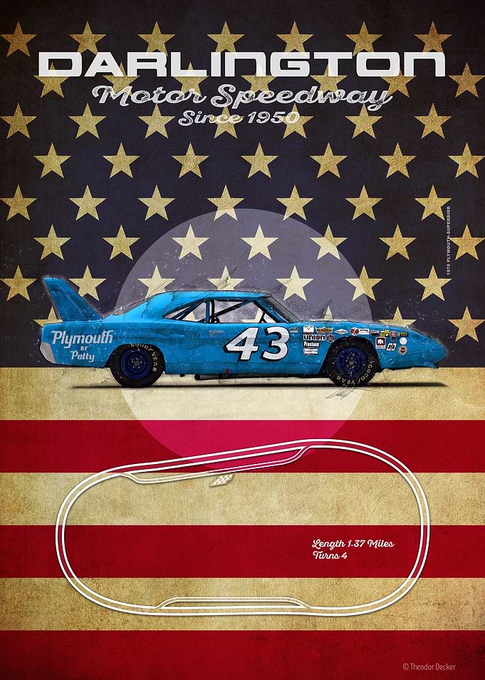 Darlington Motor Speedway Vintage Racing Poster