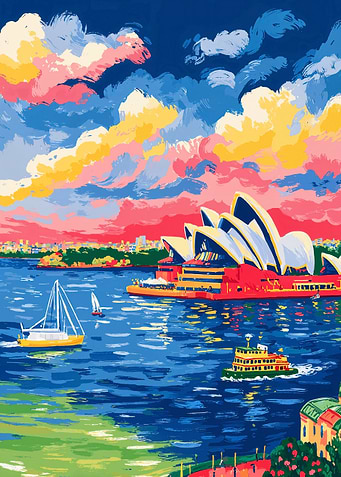 Sydney Opera House Colorful Painting