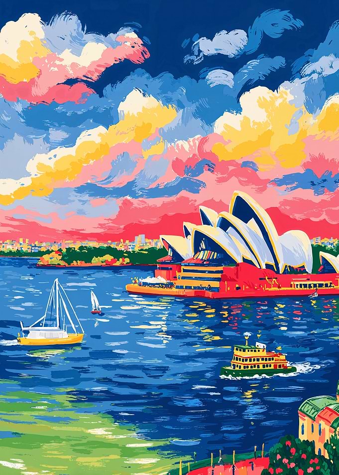 Sydney Opera House Colorful Painting