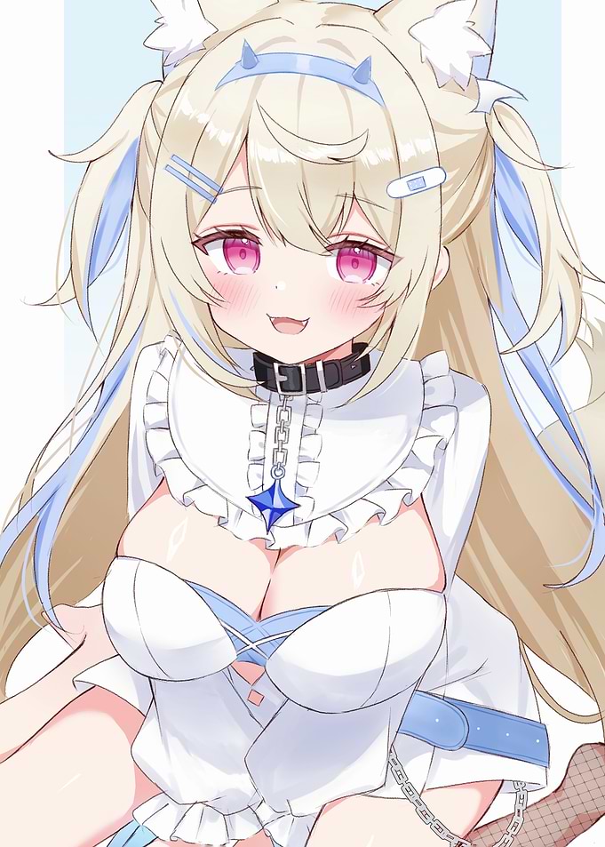 Anime Girl with Cat Ears and Collar