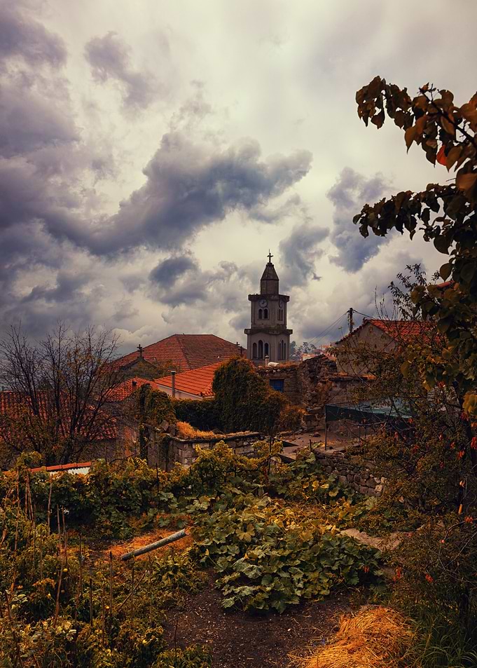 Rural Village with Church Tower, Lesbos