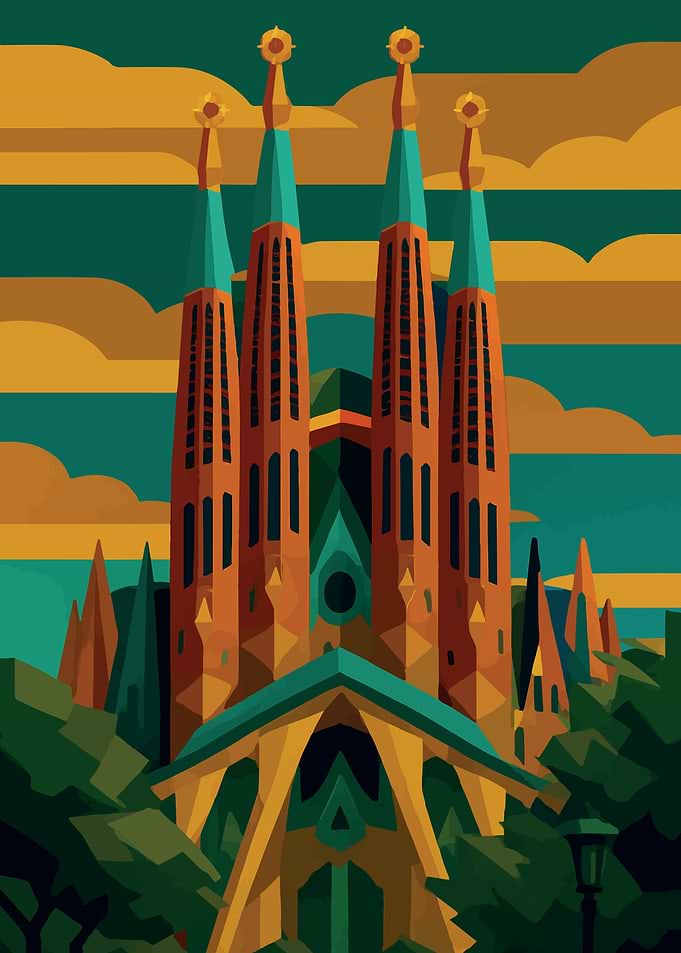 Sagrada Familia, Barcelona, Geometric Art DEco