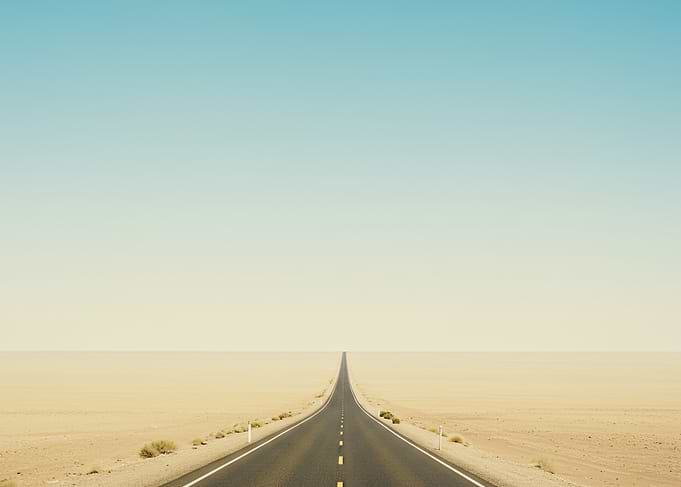 Desert Road Under a Pale Sky