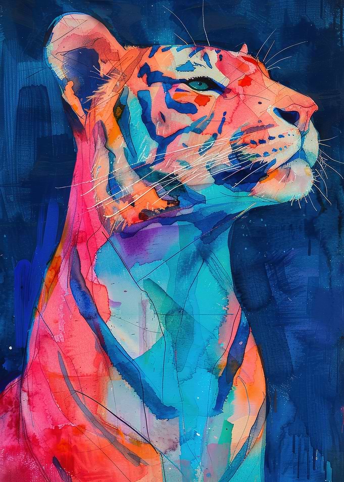 Colorful Tiger Portrait Painting