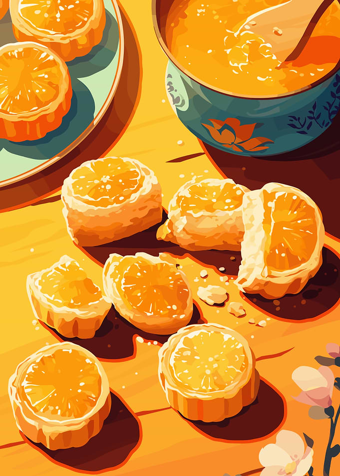 Orange Desserts Still Life