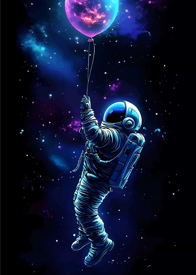 Astronaut with Balloon in Space